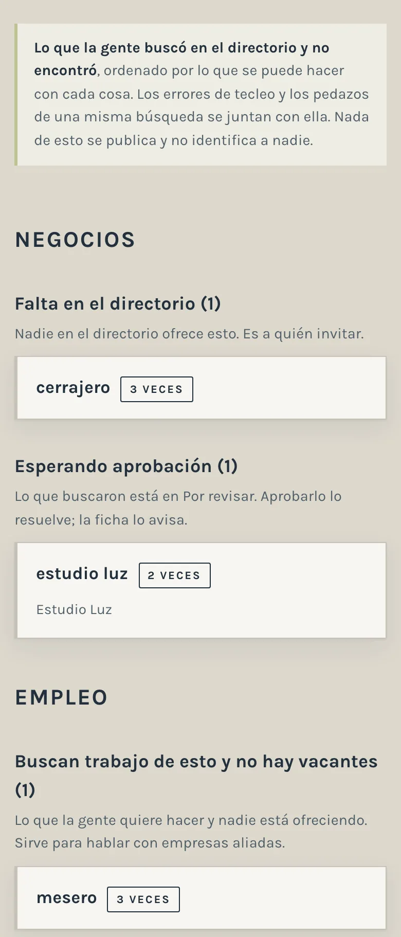 La pestaña Búsquedas