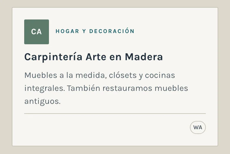 La tarjeta pública en el directorio