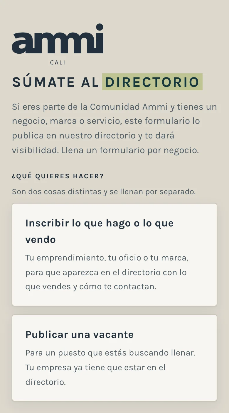 La entrada del formulario de inscripción