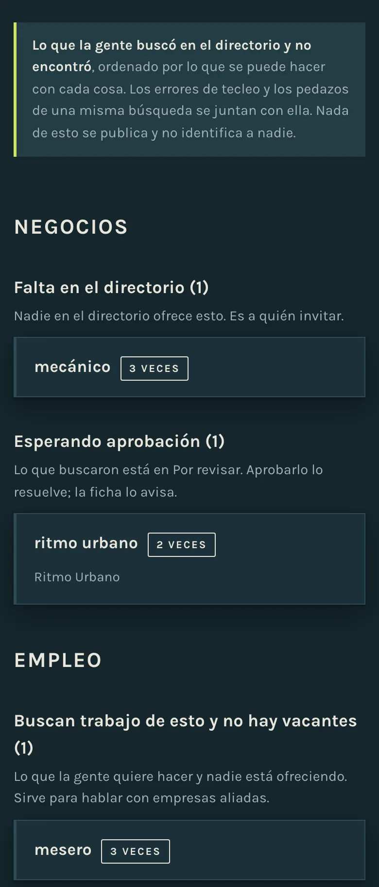 La pestaña Búsquedas