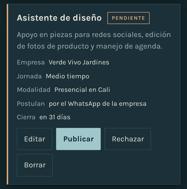 Una vacante esperando en Por revisar
